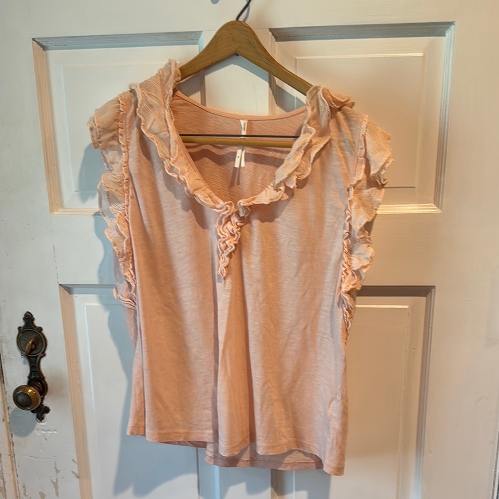 Anthropologie Peach Ruffled Blouse